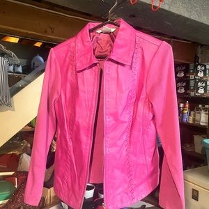 1/2 leather and 1/2 clothing.   Nice and warm